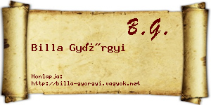 Billa Györgyi névjegykártya